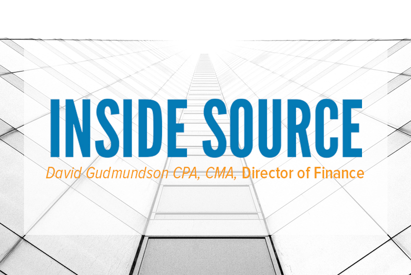 Text: Inside Source with Photograph of David Gudmundson, CFO