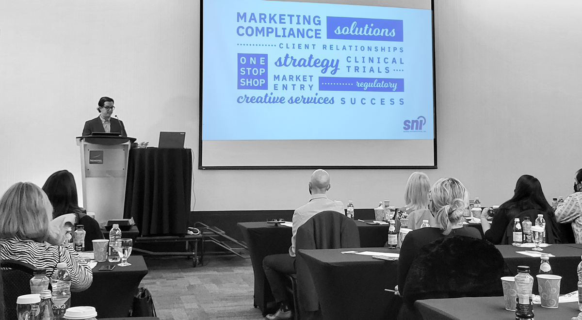 Photograph of Marcel presenting to the UNFI Fall Vendor Summit Audience in Toronto November 2021