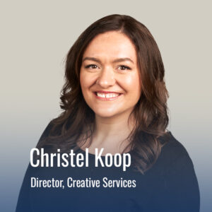 Photograph of Christel Koop, Director of Creative Services