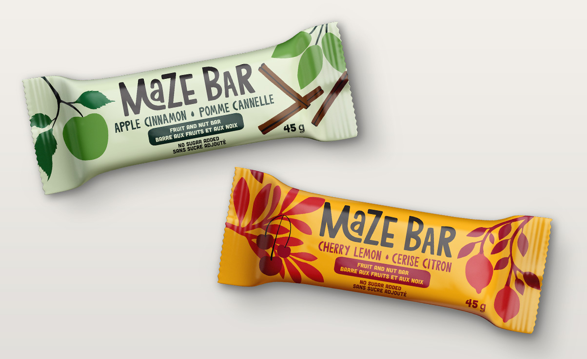 Realistic renders of Maze Bars packaging that our SNI Creative Team has created