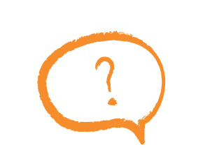 illustration of an orange talk bubble with a question mark in it