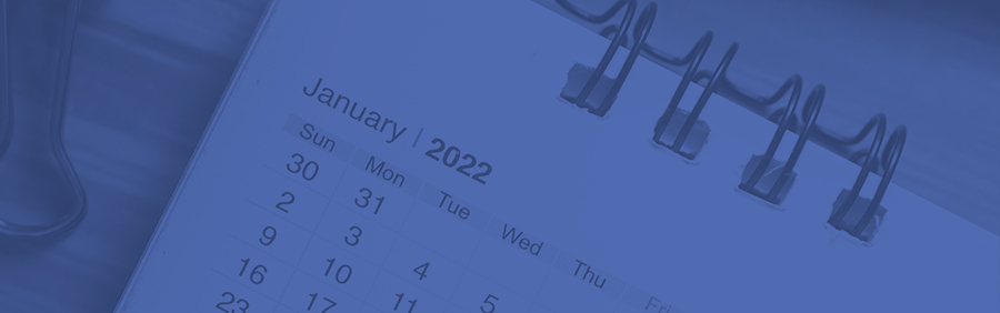 photograph of a calendar set to january 2022