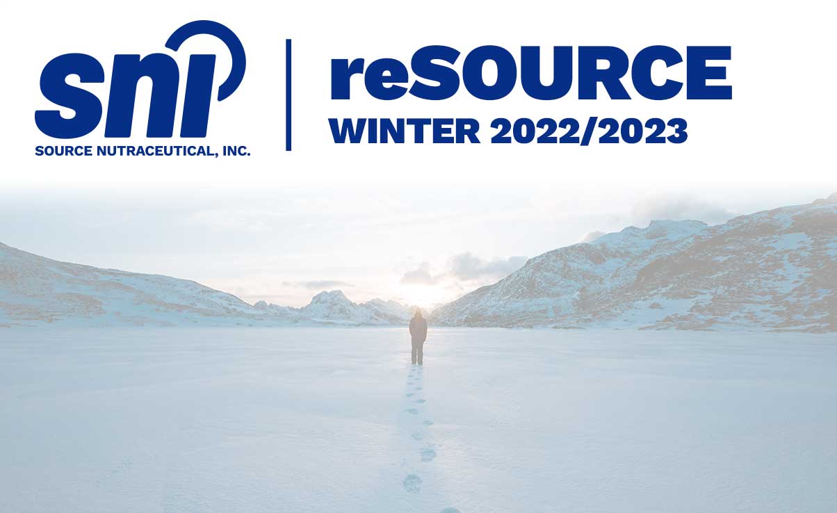 SNI reSOURCE Winter 2022/2023 issue header showing a snow covered view and footprints