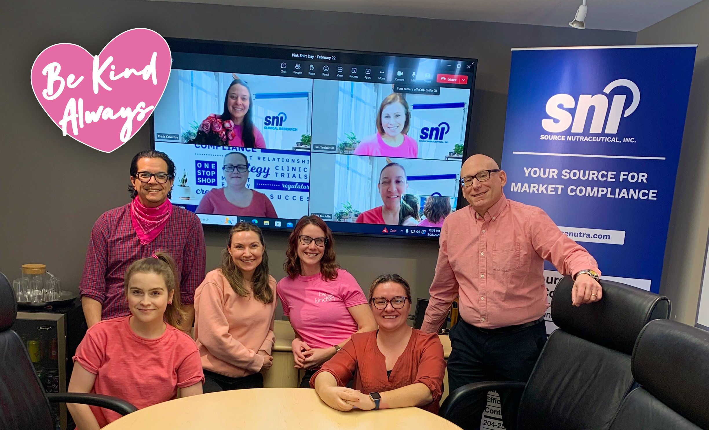 Photograph of SNI staff in their Pink Shirts together to support Pink Shirt Day on February 22, 2023