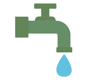 illustration of a water tap with a drop coming from it.