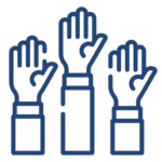 icon of three raised hands