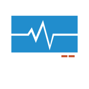 Illustration of a desktop computer showing fluctuations in data on the screen