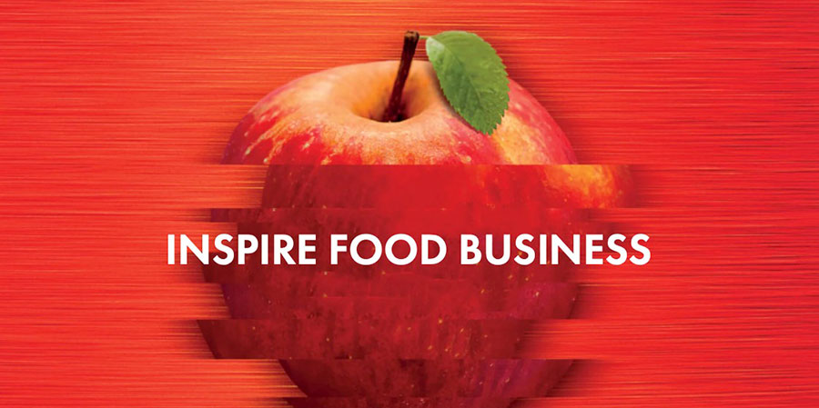 "inspire food business", the SIAL Canada slogan, on an apple image from the event website