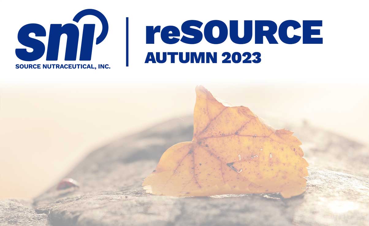 SNI logo with "reSOURCE - Autumn 2023" headline along with an orange leaf on a rock