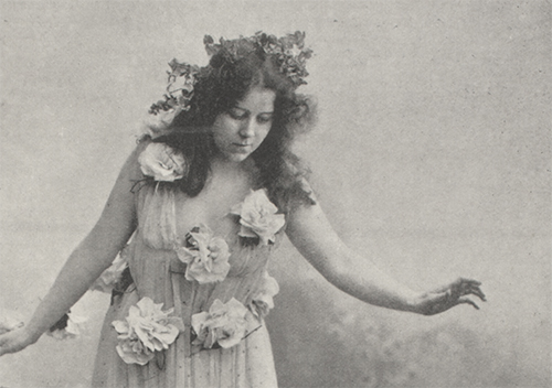 vintage woman with flowers in her hair