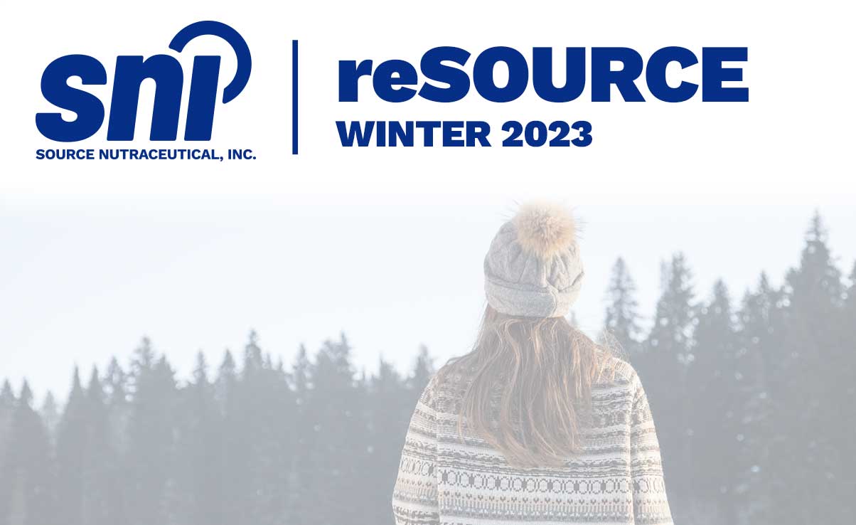 SNI logo with "reSOURCE - Winter 2023" headline along with an person in a winter hat