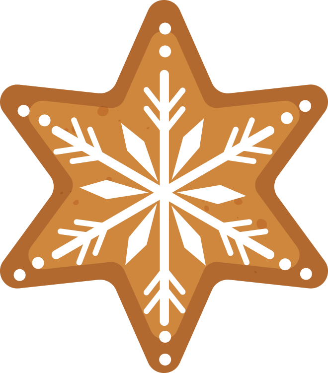 star-shaped snowflake gingerbread cookie illustration