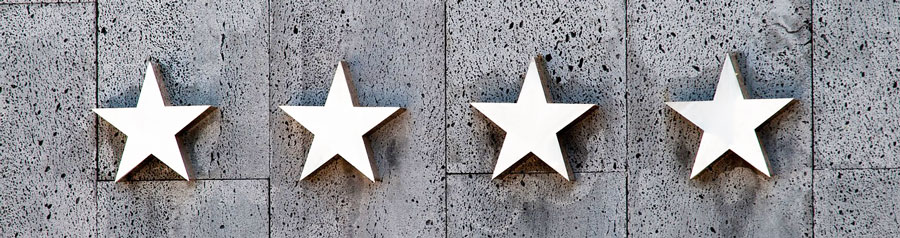 Photograph of 5 stars on a sign