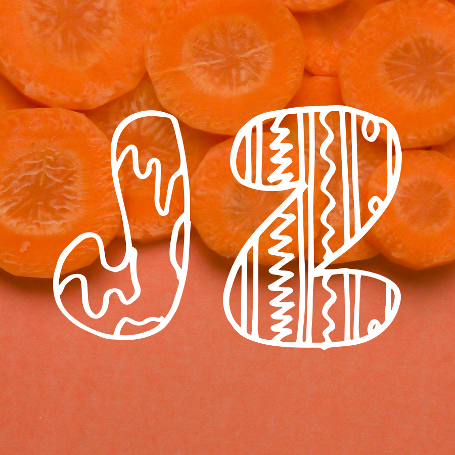 sliced carrots texture with letters JZ on top