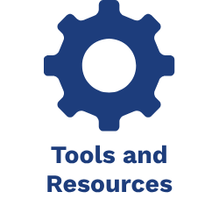 Icon of a gear with "Tools and Resources" as title