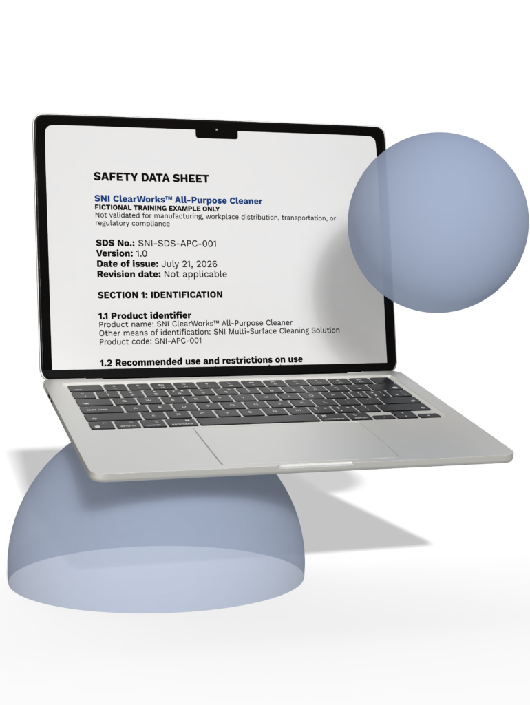 MOCKUP OF A LAPTOP: with SDS content displayed